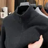 2026 Cardigã de Tricô Cardigã de Inverno Masculino Fio Duplo Espessado Gola Meia-Alta Zíper Suéter de Tricô Peça de Roupa Externa Masculina Dropshipping