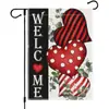 Banderas de Jardín para el Día de San Valentín Transfronterizas, Banderas de Decoración para Fiesta de Citas al Aire Libre, Fabricante de Decoración para Casa con Estampado de Corazón de Amor