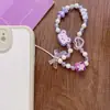 Nuevo Llavero para Teléfono Móvil Oso Rosa Amoroso Funda para Teléfono Móvil Cadena para Teléfono Móvil con Cuentas Colgante Accesorios Creativo Cruz