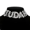 Collar de cadena de clavícula estilo hip hop punk con símbolo de dólar plateado y chapado en oro con letras exageradas de estilo europeo y americano