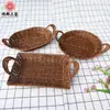 Cesta de frutas trançada tipo vime bandeja binaural cesta de frutas e pão display doméstico cesta de armazenamento de lanches