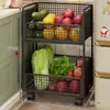 Estante para Sándwiches de Cocina Estante de Almacenamiento Multicapa Cesta de Verduras con Ruedas Carrito Multifuncional de Pie Cesta de Verduras