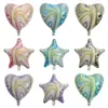 Globos de Ágata en Forma de Corazón de 18 pulgadas Decoración para Fiesta de Cumpleaños Boda Globos de Película de Aluminio con Patrón de Nube Colorida Forma de Corazón Estrella de Cinco Puntas