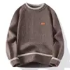 Prenda de Punto con Bloques de Color para Hombre Camiseta Interior de Capas Cuello Redondo de Alta Gama para Negocios Chaqueta de Otoño e Invierno Moderna Comercio Exterior Transfronterizo Venta al por Mayor