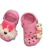 Zapatos tipo Croc Infantiles de Conejito Lindo de Dibujos Animados con Hebillas Florales y Accesorios Decorativos de Felpa 3D