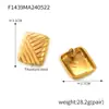 Pendientes de rayas de oro de 18 quilates con baño de acero de titanio estilo europeo y americano, diseño de nicho simple, pendientes de moda que no se decoloran, venta al por mayor