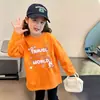 Camiseta versátil de algodón puro para niñas, con cuello redondo y manga larga, nueva para primavera y otoño, estilo coreano, casual, corte holgado, camiseta básica para niños mayores