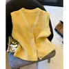 Colete Tricot Decote V Lantejoulas Miçangas Indústria Pesada Feminino Outono 2026 Cinza Cardigan Laço Slim Camada Superior