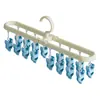 Perchero para pantalones de bebé, colgador especializado para colgar pantalones, estante de almacenamiento y secado con múltiples clips, plegable, a prueba de viento para secar ropa interior y calcetines