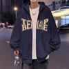 Suéter con capucha tipo cárdigan grueso de gran tamaño con forro polar para hombre, estilo hip hop de calle europea y americana, para otoño e invierno
