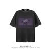 Camiseta de Manga Corta Estilo Americano Retro Trendy Marca Lavada Estampado Viejo Hombre Oversize Holgada Casual Pareja Camisa de Media Manga