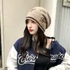 Gorro de tricô jacquard estilo coreano para outono e inverno, nova moda feminina, caimento solto, afina o rosto, gorro pullover moderno