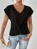 2026 Bestseller Transfronterizo de Amazon Camiseta Lisa de Cuello en V Elegante Top de Manga Corta Ropa para Mujer Primavera/Verano Amazon Transfronterizo