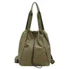 Mochila multifuncional de moda transfronteriza para mujer, nuevo bolso de hombro de color liso, bolso tipo cubo con cordón de gran capacidad, mochila casual