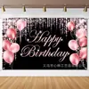 Fondo de fiesta de cumpleaños nuevo transfronterizo 2027, fondo de decoración festiva con diseño de globo y pastel de cumpleaños impreso en alta definición
