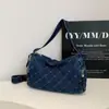 Bolsa Jeans com Diamantes Feminina Outono e Inverno Nova Estilo Coreano Casual para o Dia a Dia Versátil Ombro Transversal Bolsa Almofada Transfronteiriça