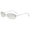 Ottoman 2025 Gafas de Sol Sin Marco Borde Cortado Gafas de Sol Anti Luz Azul Gafas Planas Cristal Liso Cuadrado Marco Pequeño para Mujer