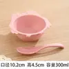 Tazón de Bocadillos de Paja de Trigo Japonés para Niños Vajilla para Bebés Tazón para Comer Anticaída Dibujo Animado Lindo Búho Tazón con Cuchara