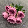 Rosa artificial de concubina imperial de 7 cabezas con mango de viga, flor artificial vintage para salón de bodas, con flores, flores de plomo para camino, accesorios de decoración para el hogar