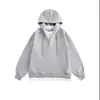 Moletom com Capuz Cor Sólida Falso Duas Peças Estilo Retrô Americano para Mulheres Outono e Inverno 2025 Casual Versátil Costura Branca Cinza Top