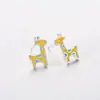Brincos de Prata 925 Esterlina, Frescos e Delicados, Brincos Fofos de Girafa, Brincos de Moda Estilo Coreano para Mulheres, Joias de Prata