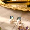Nuevos Pendientes de Hoja de Loto Esmaltada Estilo Chino con Perla, Lujo Ligero, Sensación de Alta Gama, Pendientes de Perla de Concha, Pendientes de Moda y Versátiles para Mujer