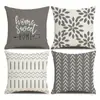 Fronha Personalizada Geométrica Mais Vendida Estilo Moderno Minimalista Transfronteiriça Capa de Almofada Decorativa Estampada em Linho para Quarto e Sala de Estar