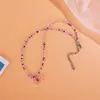 Colar de flor com contas de arroz coloridas estilo boêmio colares de cristal populares para mulheres atacado