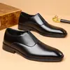 Zapatos de Cuero de Negocios para Hombre Mocasines Slip-on de Piel Genuina Estilo Británico Formal Zapatos Casuales para el Trabajo Zapatos de Novio para Boda Hombres