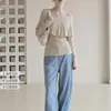 Suéter Tejido de un Hombro con Calados y Volantes Estilo Francés para Mujer, Nuevo Otoño 2026, Ajustado Versátil de Moda
