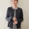 Cárdigan de Cachemir con Bloques de Color y Cuello Redondo para Mujer, Suéter Casual Versátil Otoño/Invierno 2026, Prendas de Abrigo Ajustadas
