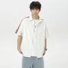 Camisa de Manga Corta con Cuello Mao Estilo Japonés para Hombre, Sensación de Alta Gama, Chaqueta Relajada, Ropa Casual de Verano Nueva y Holgada para Hombre