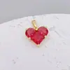 Transfronteiriço Novo Produto Coração de Pêssego Pingente em Formato de Coração Acessórios de Joias Artesanais DIY Cobre Banhado Zircônia Modelo Dourado Atacado