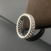 Anillo Par de Bodas Card Home Plata de Ley Pulido Lateral Hombres y Mujeres Lleno de Estrellas Anillo de Diamantes Pareja Hueco Fila de Diamantes Anillo Sencillo