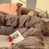 Nuevo Estilo Blogger de Instagram Algodón Puro Teñido en Hilo Algodón Lavado Cuadros Juego de Cuatro Piezas Juego de Tres Piezas de Algodón Puro Funda Nórdica para Estudiantes Juego de Cama