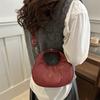 Bolsa de ombro transversal de grande capacidade, personalizada, estilo europeu e americano, retrô, simples, cor sólida, primavera de 2025