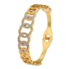Pulsera de Acero de Titanio Suerte Cinco Anillos Incrustada con Diamantes Abierta para Pareja Pulsera Completa de Diamantes Lujo Ligero Brazalete de Brazo de Gama Alta