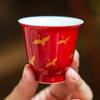Grúa Nube de Fábrica Taza de Té Pequeña Taza Personal de Cerámica Taza de Degustación Cuenco de Té Taza Única del Juego de Té Rojo de la Ciudad Prohibida