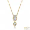 Collar de Plata de Ley S925 con Moissanita Completa Doble Gota de Agua Todo Plata 925 Cadena para Clavícula de Moissanita Venta al por Mayor de Punto Transfronterizo para Mujeres