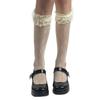 Meias Novas de Renda e Rede para Meninas Primavera e Verão Meio da Perna Branco Leite Lori Trevo de Quatro Folhas Renda Meias Curtas Meia-panturrilha Acima do Joelho Uso Dupla Face