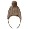 Cachemir 2026 Outono/Inverno Novo Chapéu Feminino de Tricô de Alta Qualidade para Exterior Quente com Tranças e PomPom Orelhas Chapéu de Tricô Casual