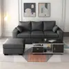 Sofá de algodón y lino estilo nórdico, diseño moderno y minimalista, adecuado para salas de estar, disponible en configuraciones de fila recta de tres y cuatro plazas, y en esquina, con fundas extraíbles y lavables, y un marco de madera maciza