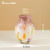 Vaso de Vidro Colorido com Gradiente e Bolinhas Estilo Medieval, Recipiente de Flores Artístico de Alto Padrão Estilo Francês para Hall de Entrada e Sala de Estar, Ornamento de Vidro