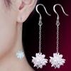 Hockey sobre hielo simples frescos largos flor de hielo aretes mujer borla circonita cristal exagerado temperamento aretes chapados en plata aretes