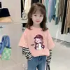 Camiseta de Manga Larga de Algodón Puro para Niñas, Estilo Coreano de Primavera y Otoño, Moda Elegante para Niños, Top Delgado Falso de Dos Piezas, Ins