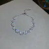 Pulsera doble capa extensible de circonita con forma geométrica de lágrima, tacto de lujo ligero y alta gama, accesorio femenino elegante y versátil