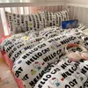 Juego de Ropa de Cama de Algodón con Dibujos Animados Lindo de Cuatro Piezas Estilo Ins para Chica Gatito Kt Funda Nórdica Sábana de Cama Algodón Puro Juego de Tres Piezas para Dormitorio