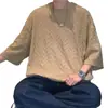 Camiseta Jacquard de Manga Corta Fina de Verano para Hombre Estilo Nuevo 2026 Informal Holgada de Media Manga