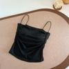 Camisole Plissada Pura Desejo Novo Estilo 2024 com Bojo para Sexy, Corte Justo, Roupa Íntima e Roupa Externa, Viscose Costas Bonitas
