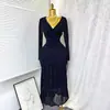 Novo Vestido de Outono Sexy com Decote em V Cruzado, Manga Longa, Modelagem Justa, Malha Elástica com Strass, Elegante Vestido Feminino